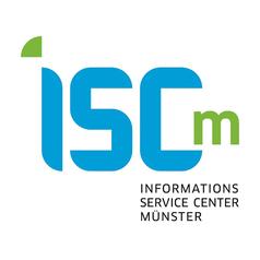 Logo des Informations Service Centers Münster mit blauer Schrift und grünem Akzent.