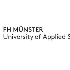 Logo der FH Münster, Universität für angewandte Wissenschaften, in Blau und Schwarz auf weißem Hintergrund.