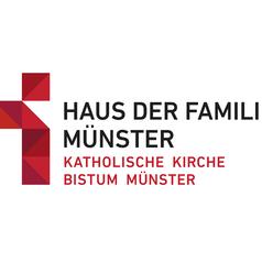 Logo des Hauses der Familie Münster mit rotem Kreuz und Schriftzug „Haus der Familie Münster“ sowie „Katholische Kirche Bistum Münster“.