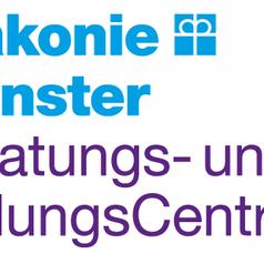 Logo der Diakonie Münster mit den Worten „Beratungs- und BildungsCentrum“ in blauer und lila Schrift.