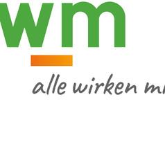 Logo der AWM mit grünen Buchstaben „awm“ und dem Slogan „alle wirken mit!“ in grauer Schrift auf weißem Hintergrund.